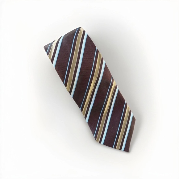 Hugo Boss Other - Hugo Boss Necktie Striped Silk 3.25” Made In Italy Brown Blue